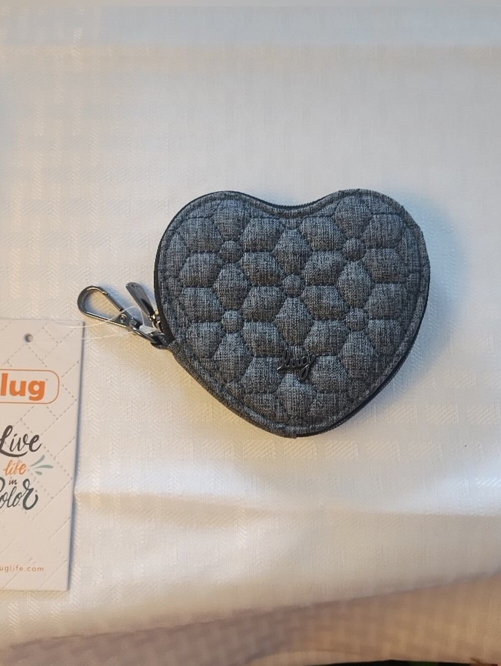 NWT Lug Heart Pouch in Heather Grey